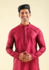 Nawab Parker Classic Ethnic Maroon Kurta Pajama with Subtle Design