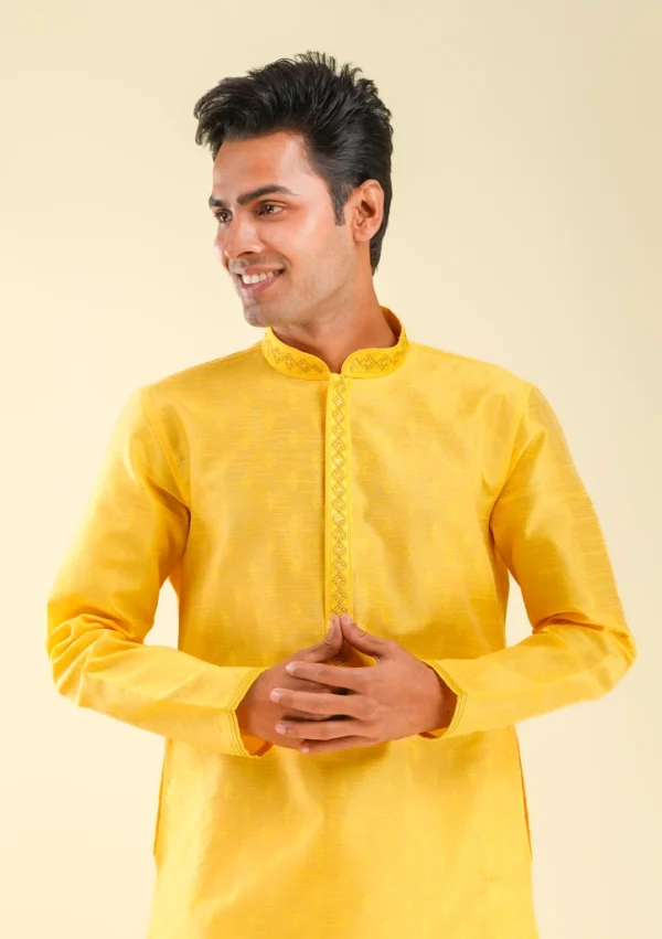 Nawab Parker Traditional Yellow Kurta Pajama for Haldi Ceremony