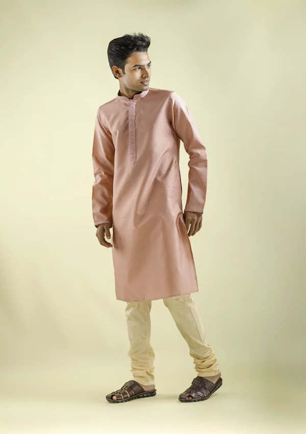 Nawab Parker Party Wear Silk Blend Light Pink Kurta Pajama for Men left- view