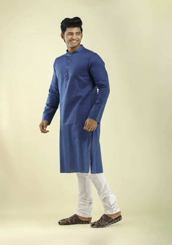 Nawab Parker Shop Casual Blue Kurta Pajama New Style left view