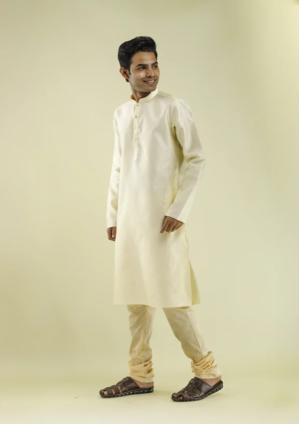 Nawab Parker Nawab Parker Party Wear Cream Color Kurta Pajama left view