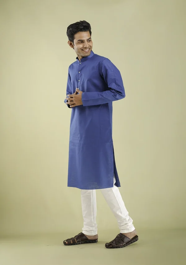 Nawab Parker Traditional Men's Blue Kurta Pajama for Ethnic Events left view