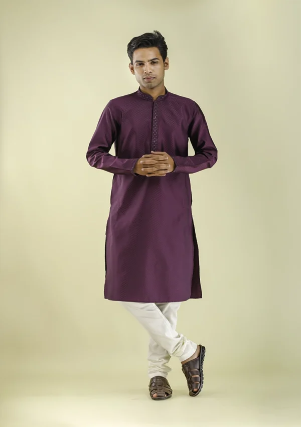 Nawab Parker Buy Imperial Purple Kurta Pajama Premium Ethnic Style front - view