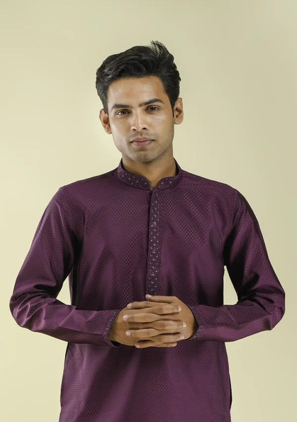 Nawab Parker Buy Imperial Purple Kurta Pajama Premium Ethnic Style half front - view