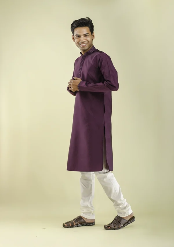 Nawab Parker Buy Imperial Purple Kurta Pajama Premium Ethnic Style left- view