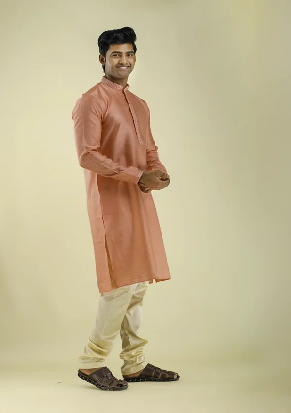 Nawab Parker Buy Men's Stylish Art Silk Patterned Kurta Set Left- View