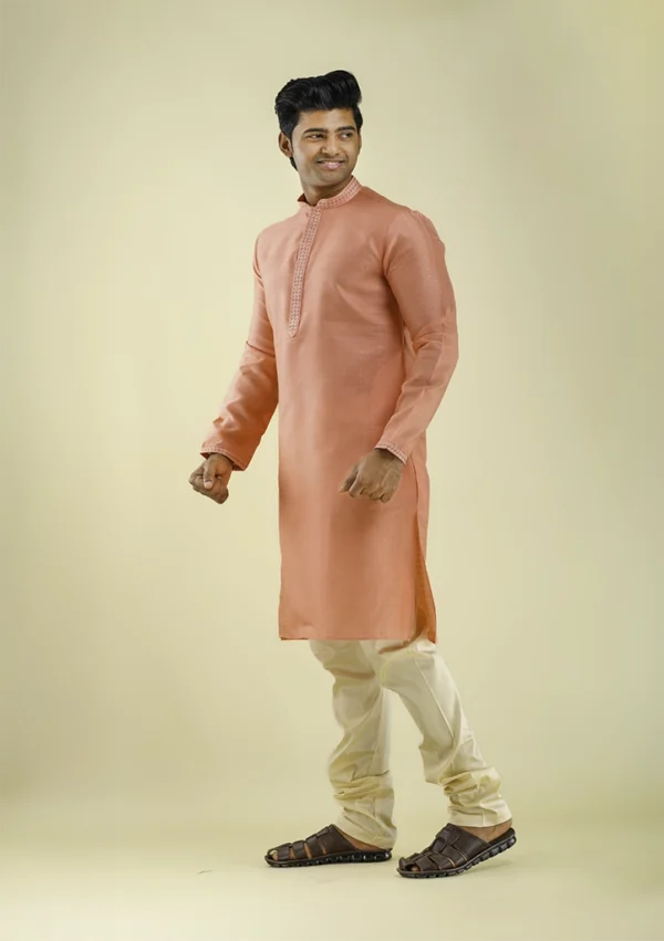 Nawab Parker Buy Men's Stylish Art Silk Patterned Kurta Set Right - View
