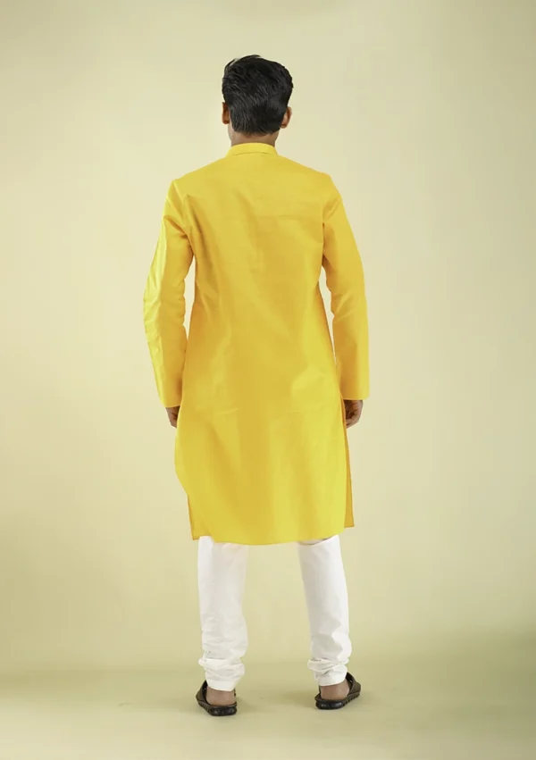 Nawab Parker Buy Nawab Parker Men’s Yellow Kurta Pajama for Casual Style back view