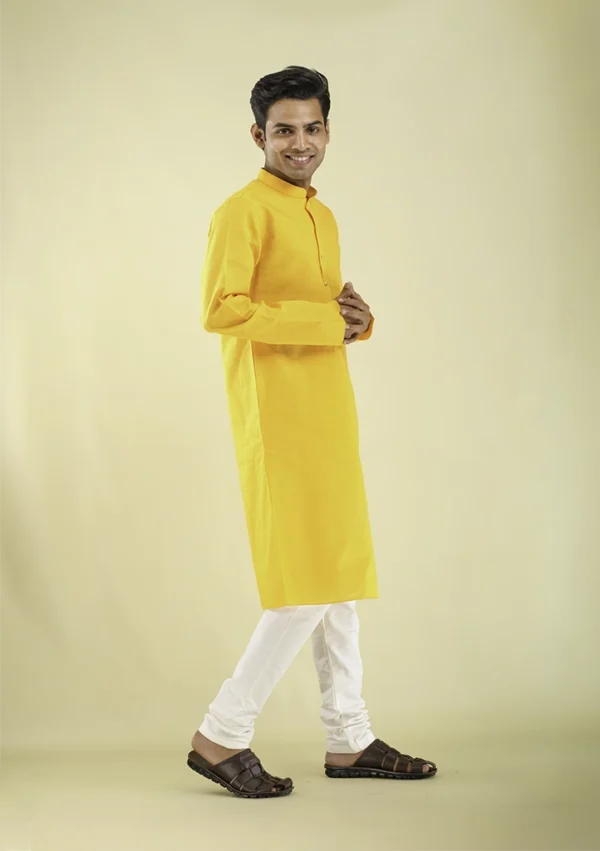 Nawab Parker Buy Nawab Parker Men’s Yellow Kurta Pajama for Casual Style right view