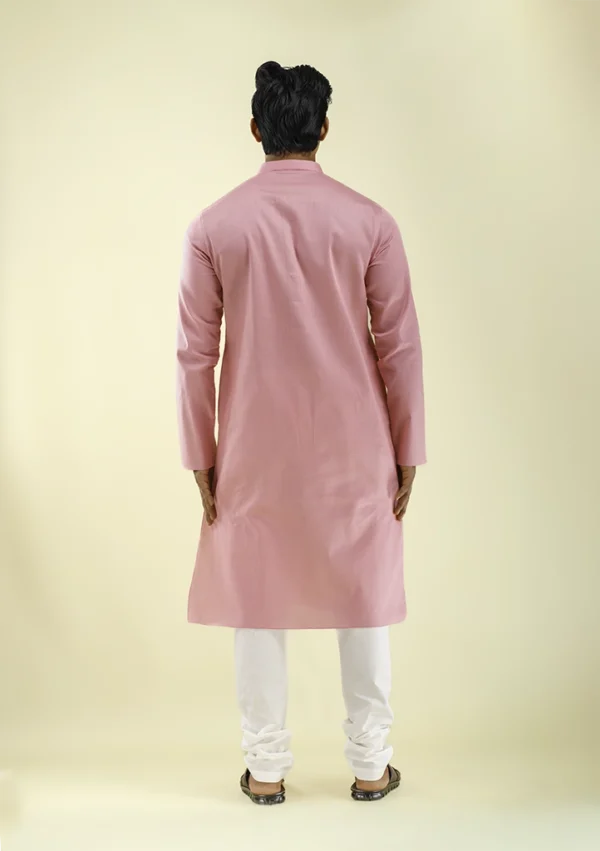 Nawab Parker Comfort Fit Pink Kurta Pajama with Premium Fabric Quality back - view