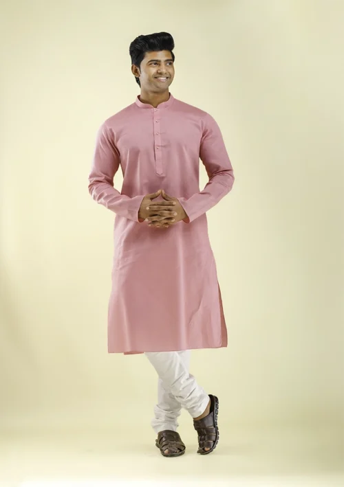 Nawab Parker Comfort Fit Pink Kurta Pajama with Premium Fabric Quality front - view