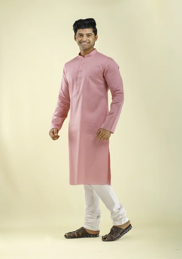 Nawab Parker Comfort Fit Pink Kurta Pajama with Premium Fabric Quality left - view