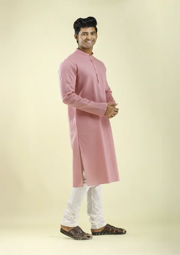Nawab Parker Comfort Fit Pink Kurta Pajama with Premium Fabric Quality right - view