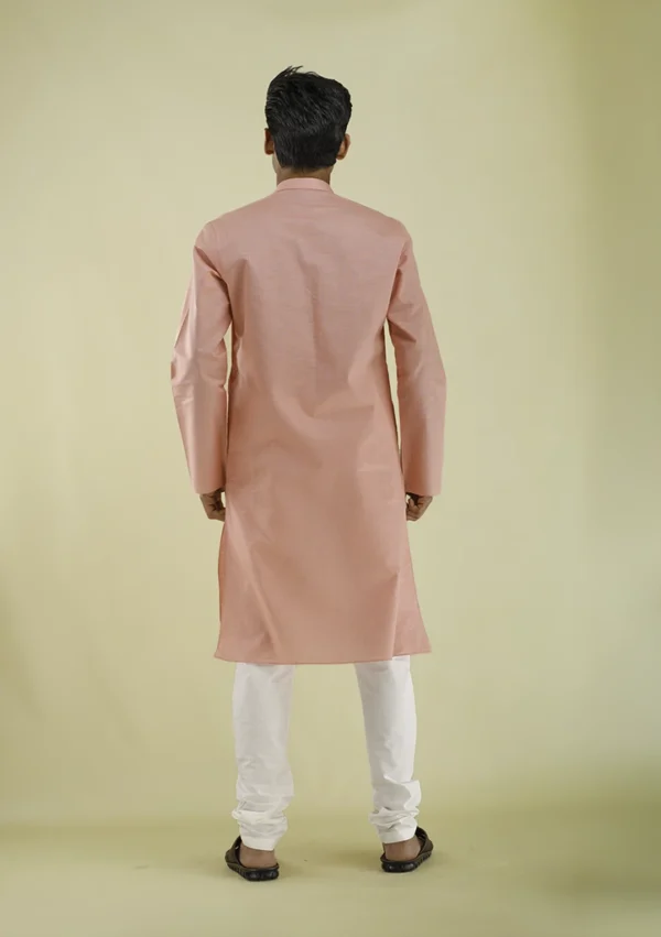 Nawab Parker Elegant Soft Peach Kurta Pajama for Men Online back view