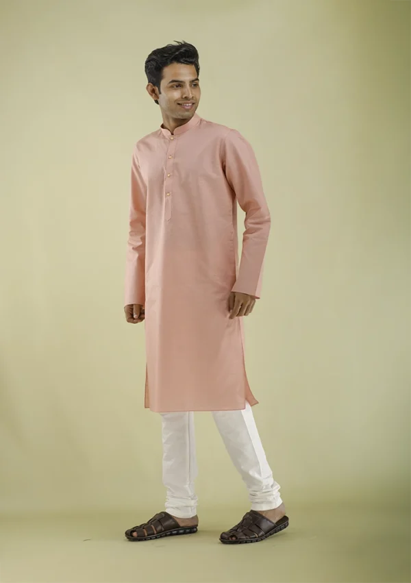 Nawab Parker Elegant Soft Peach Kurta Pajama for Men Online left view