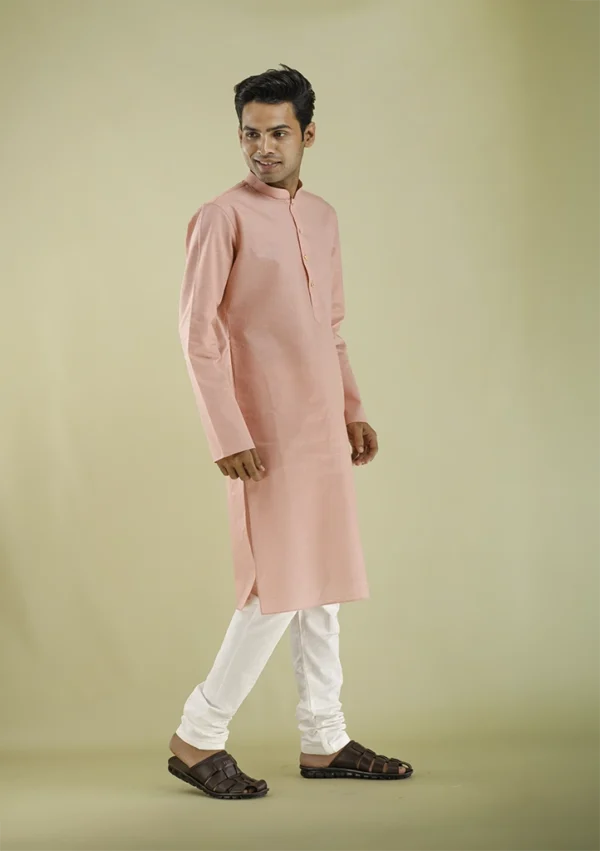 Nawab Parker Elegant Soft Peach Kurta Pajama for Men Online right view