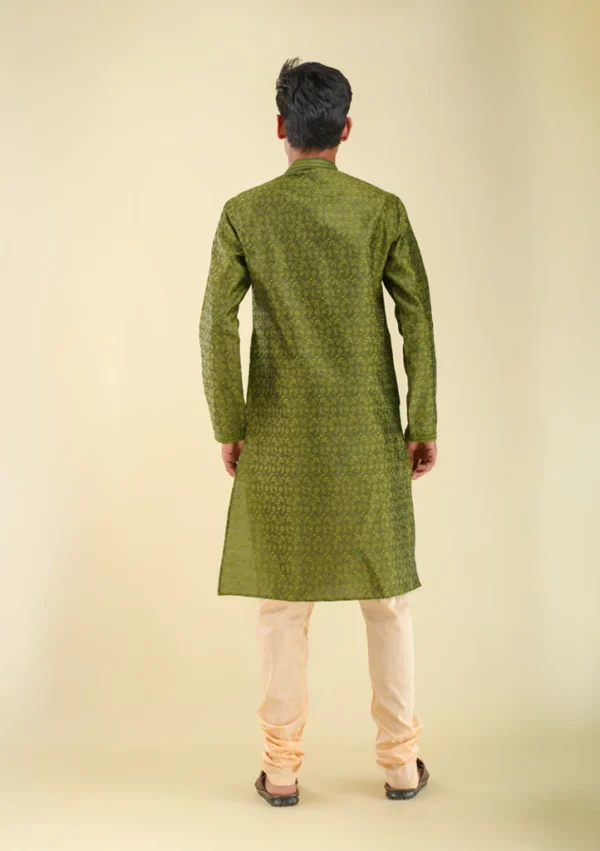 Nawab Parker Ethnic Mehndi Colour Kurta Pajama for Mehndi Ceremony back view