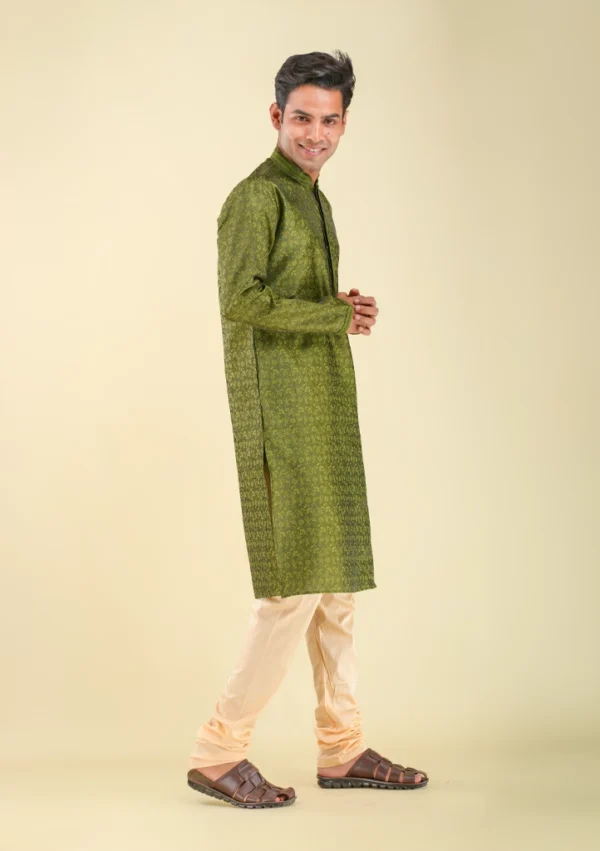 Nawab Parker Ethnic Mehndi Colour Kurta Pajama for Mehndi Ceremony right view