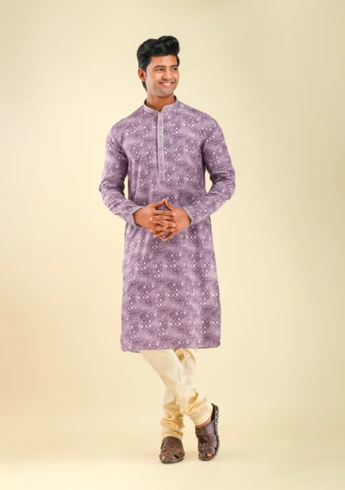 Nawab Parker Fancy Kurta Pajama in Light Purple Color front full view