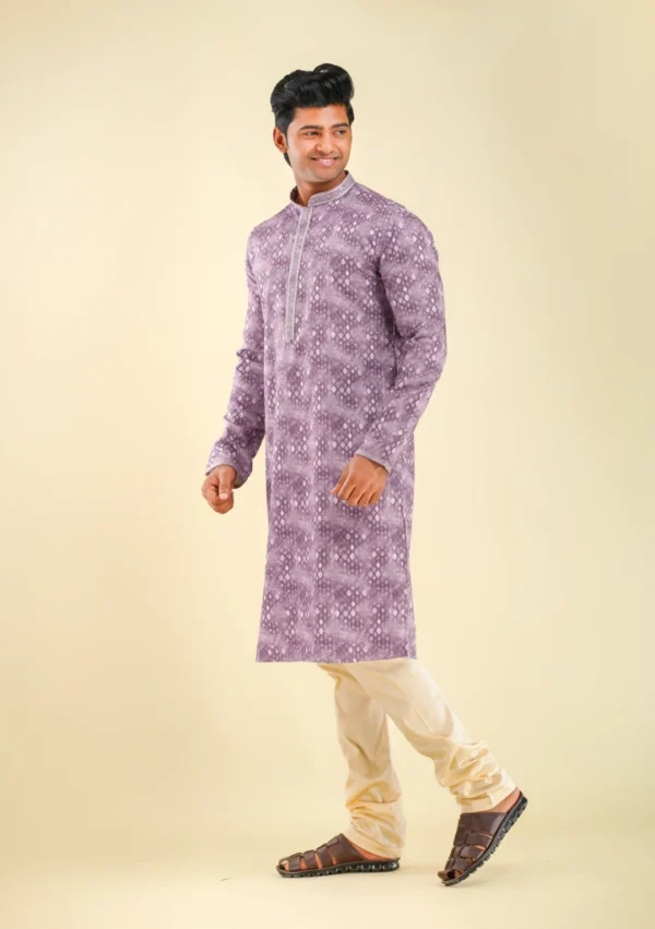 Nawab Parker Fancy Kurta Pajama in Light Purple Color left view