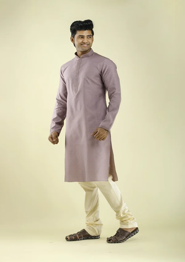 Nawab Parker Fancy Lavender Colour Kurta Pajama for Men left view