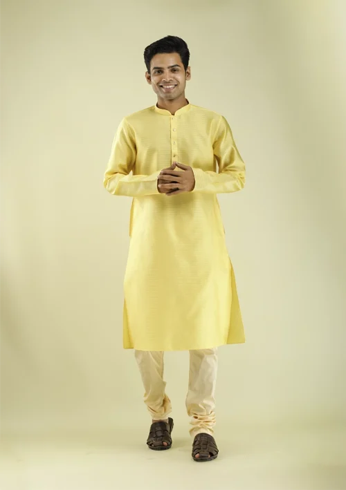 Nawab Parker Jacquard Diamond Patterned Kurta Pajama for Men front view