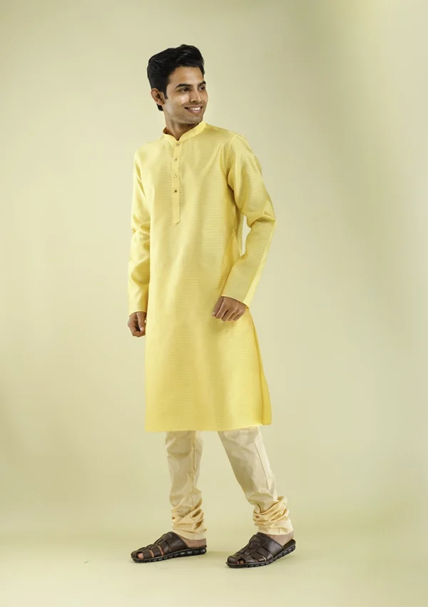Nawab Parker Jacquard Diamond Patterned Kurta Pajama for Men left view
