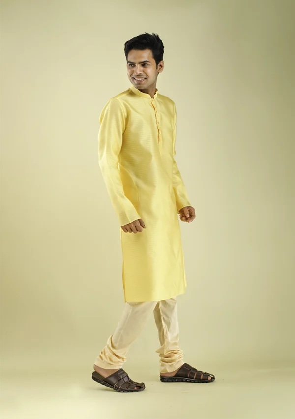 Nawab Parker Jacquard Diamond Patterned Kurta Pajama for Men right view