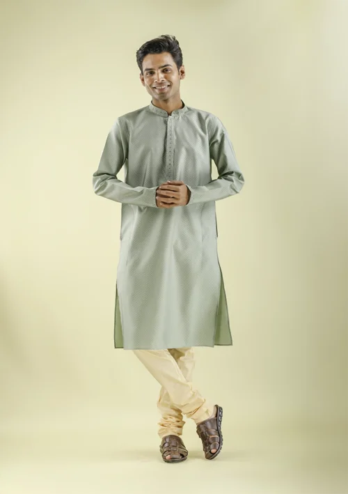 Nawab Parker Latest Muted Olive Colour Kurta Pajama Design for Men front - view