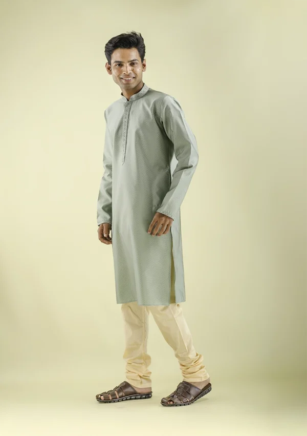 Nawab Parker Latest Muted Olive Colour Kurta Pajama Design for Men left - view