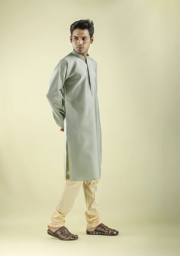 Nawab Parker Latest Muted Olive Colour Kurta Pajama Design for Men right- view