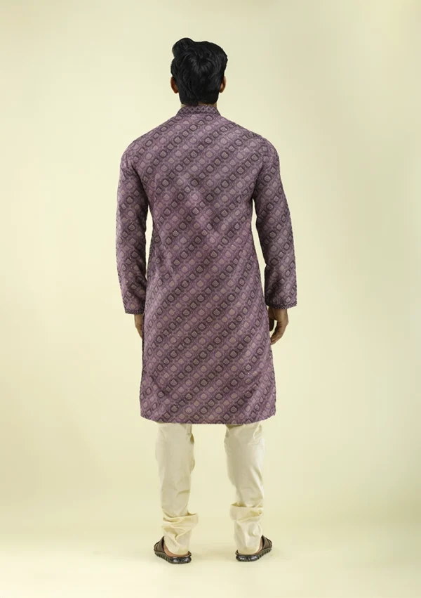 Nawab Parker Latest Stylish Printed Kurta Pajama for Wedding back view