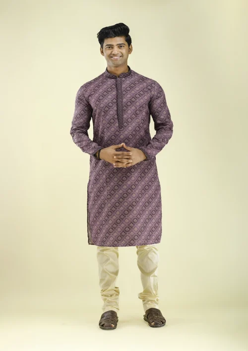 Nawab Parker Latest Stylish Printed Kurta Pajama for Wedding front full view