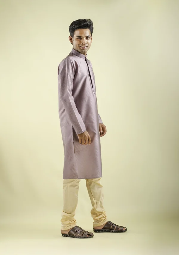 Nawab Parker Light Purple Kurta pajama with Soft Woven Style right- view