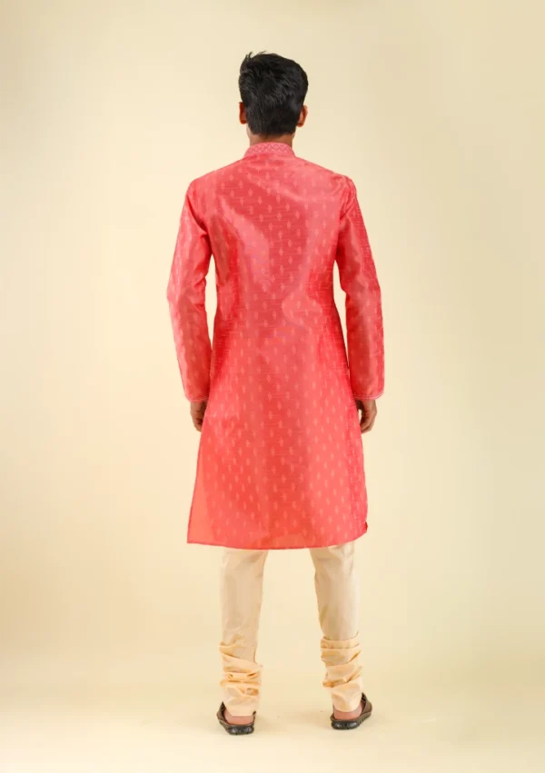 Nawab Parker Men's Designer Kurta Pajama with Traditional Motifs back view