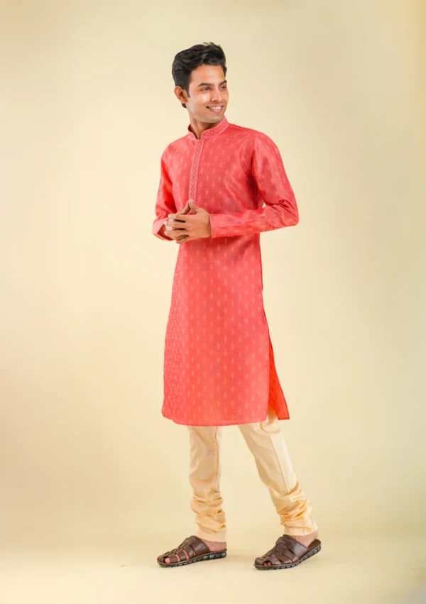 Nawab Parker Men's Designer Kurta Pajama with Traditional Motifs left view