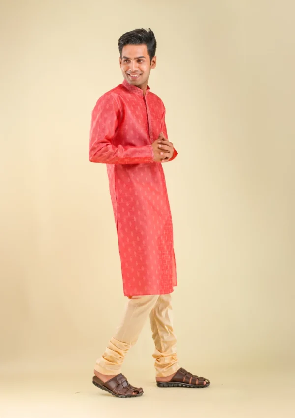 Nawab Parker Men's Designer Kurta Pajama with Traditional Motifs right view