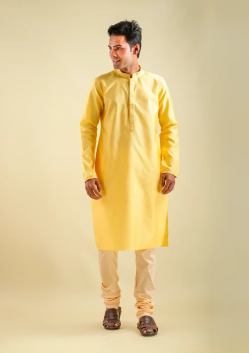 Nawab Parker men's designer yellow fancy kurta pajama set