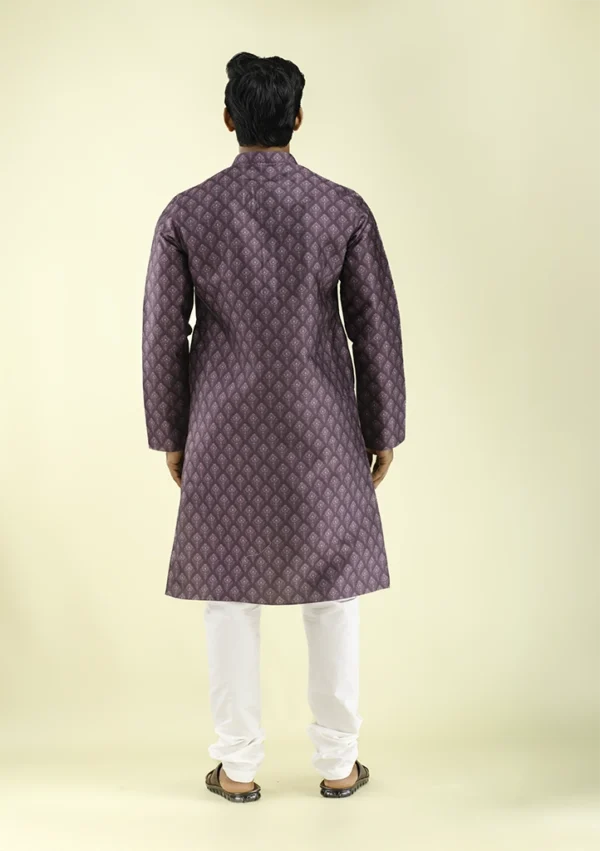 Nawab Parker Men's Ethnic Wear Motif Print Kurta Pajama back view