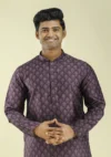 Nawab Parker Men's Ethnic Wear Motif Print Kurta Pajama half front view