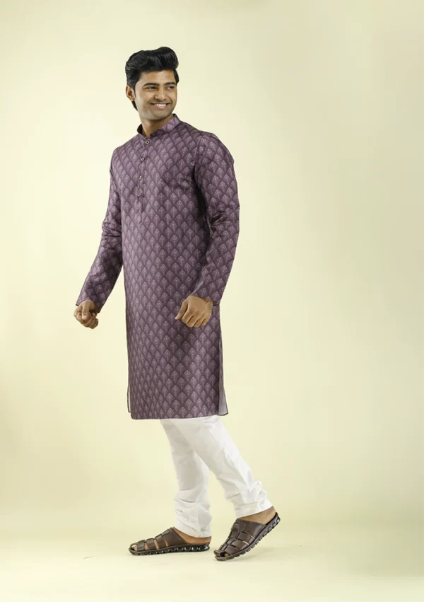 Nawab Parker Men's Ethnic Wear Motif Print Kurta Pajama left view
