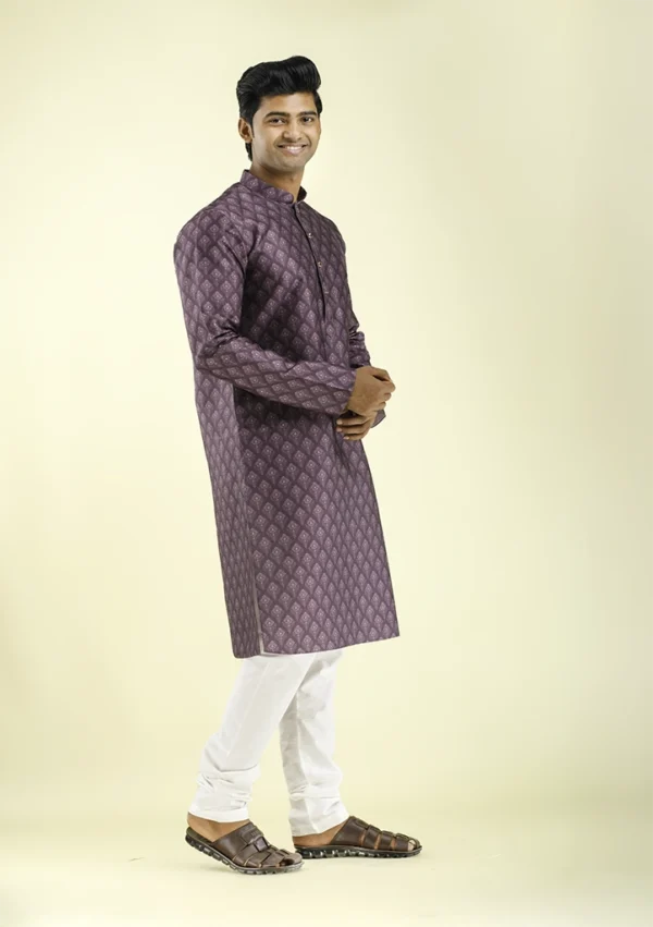 Nawab Parker Men's Ethnic Wear Motif Print Kurta Pajama right view