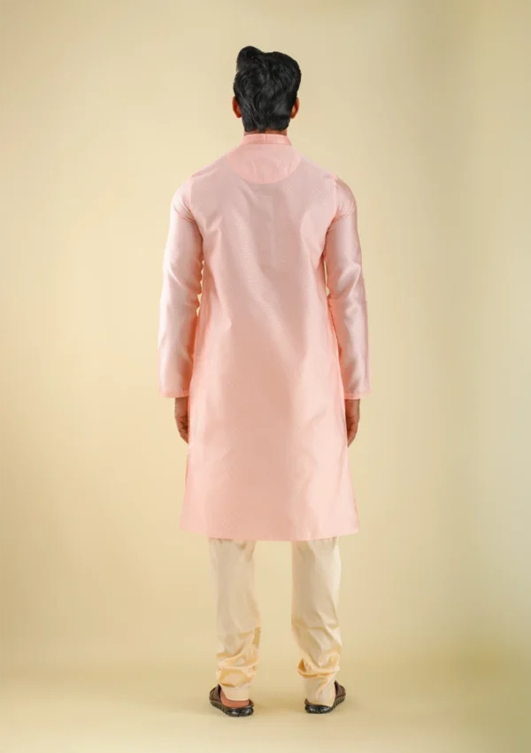 Nawab Parker Men's Fancy Light Pink Kurta Pajama for Ethnic Look back view