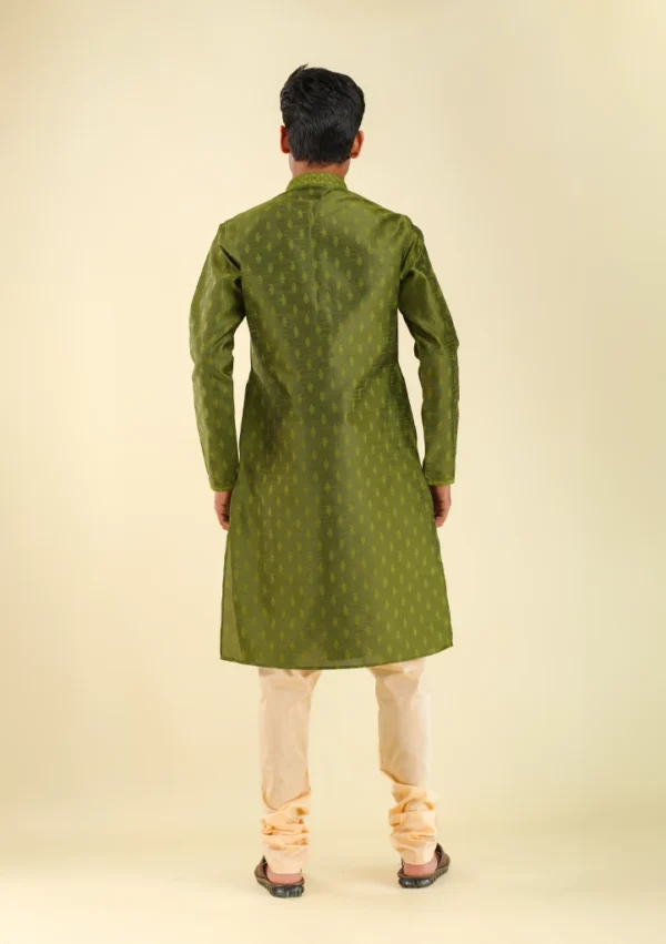 Nawab Parker Men's Green Kurta Pajama for Mehndi Ceremony back view