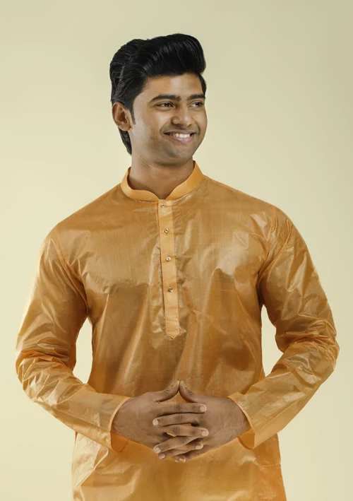 Nawab Parker Men's Silk Kurta Pajama for Festive Vibrance half front view