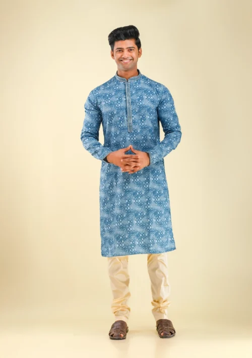 Nawab Parker Nawab Parker's Brand New Fancy Blue Kurta Pajama for Men front full view