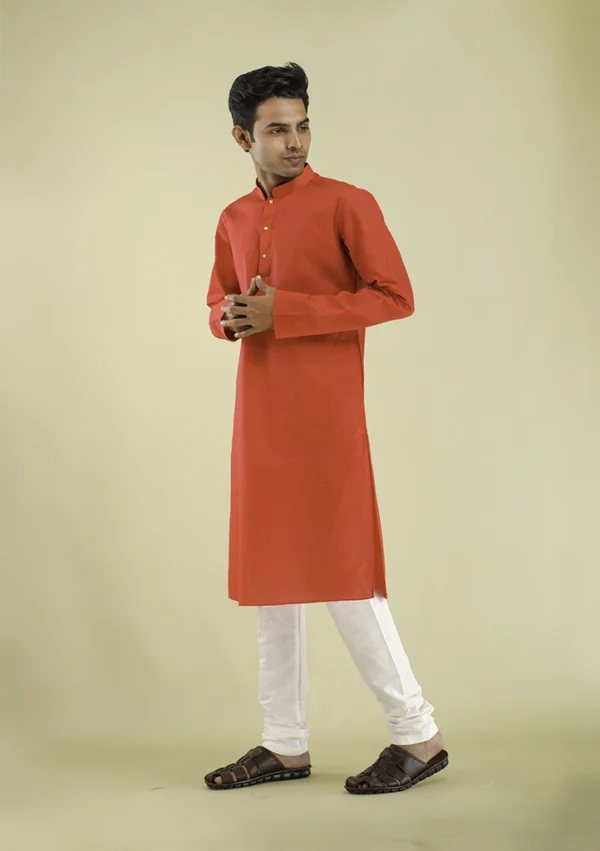 Nawab Parker Nawab Parker Cotton Blend Red Kurta Pajama for Men left view
