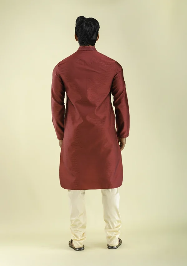 Nawab Parker Nawab Parker Full Sleeves Maroon Color kurta Pajama Set back view