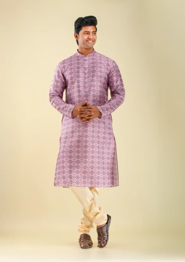 Nawab Parker Nawab Parker Men's Ethnic Wear Printed Kurta Pajama front full view