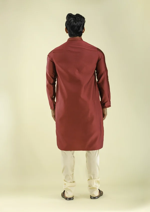 Nawab Parker Nawab Parker Men's Maroon Color Kurta Pajama back view